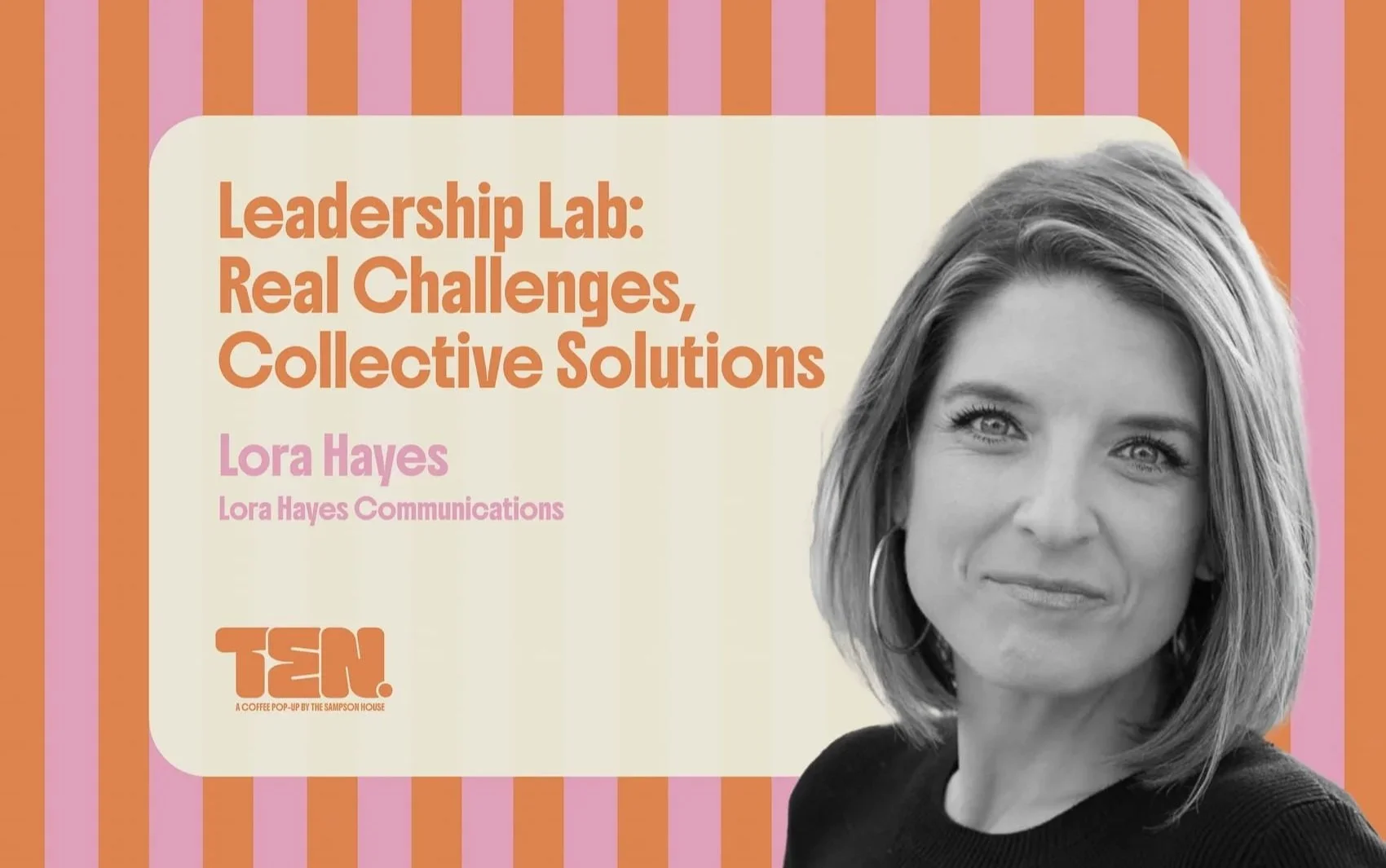 Social graphic for Lora Hayes talk.