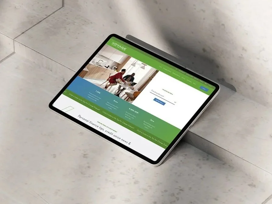 Voyage FCU iPad website mockup