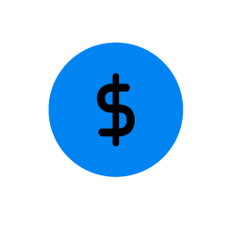 Cash symbol in blue circle