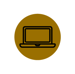 Laptop icon in brown circle