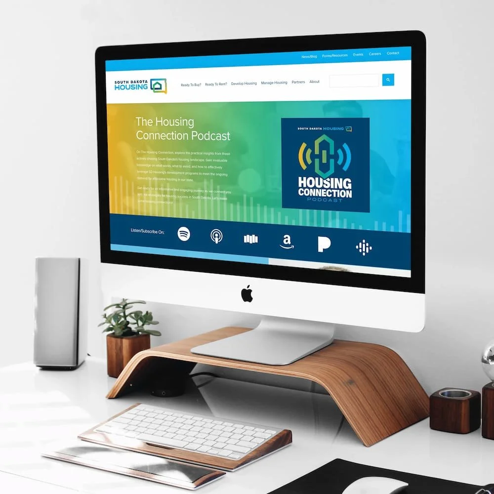 SD Housing's Housing Connection Podcast landing webpage designed and developed by The Sampson House.