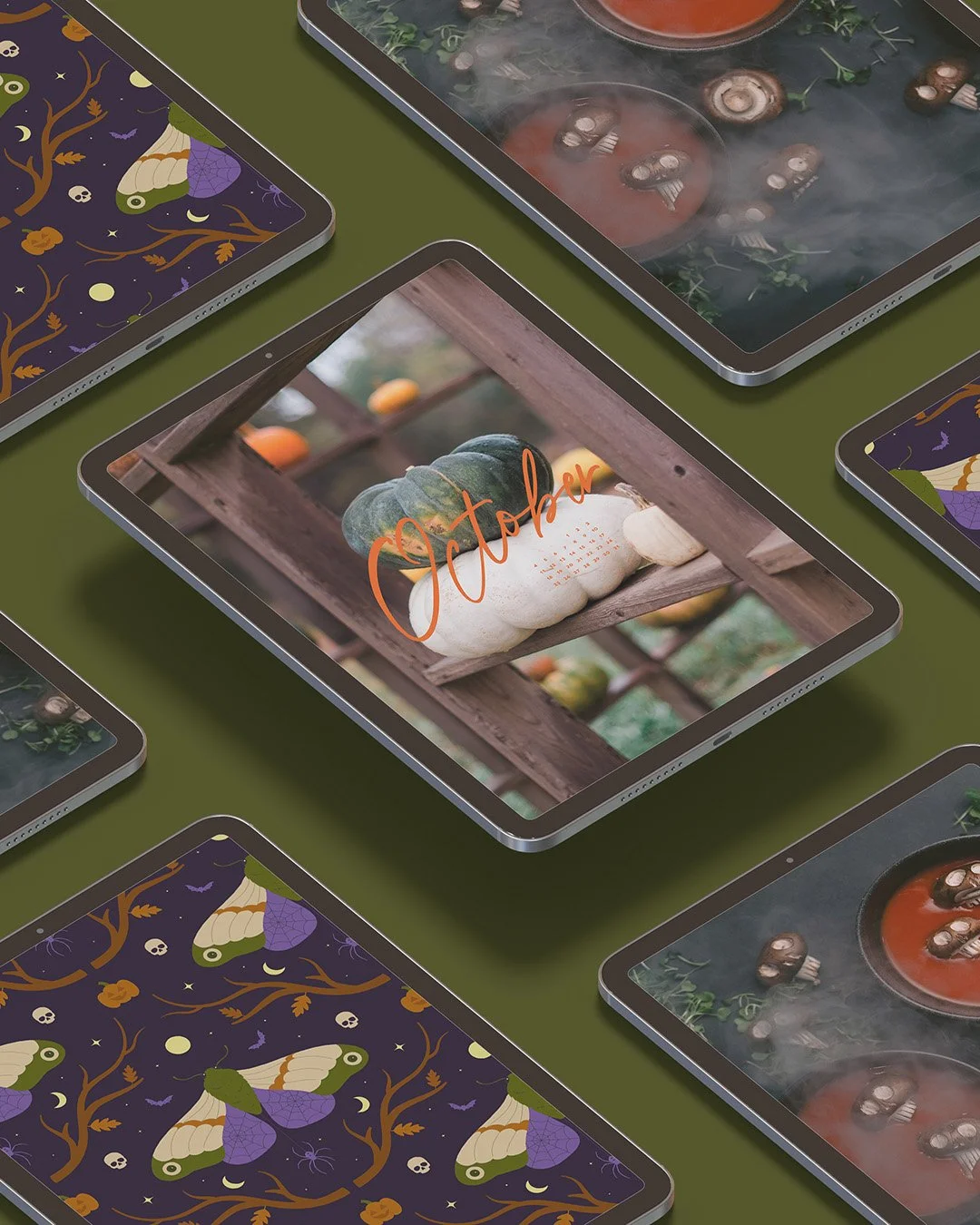 Ipads with October Desktop Calendars
