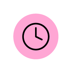clock icon in pink circle