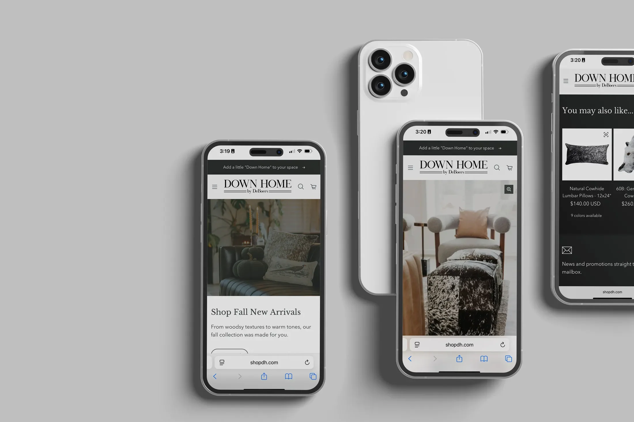 Mobile view of the Down Home by DeBoers website, developed to be responsive across various devices by The Sampson House