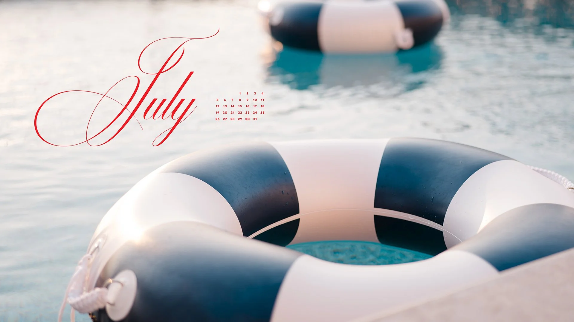 July Calendar with pool floatie