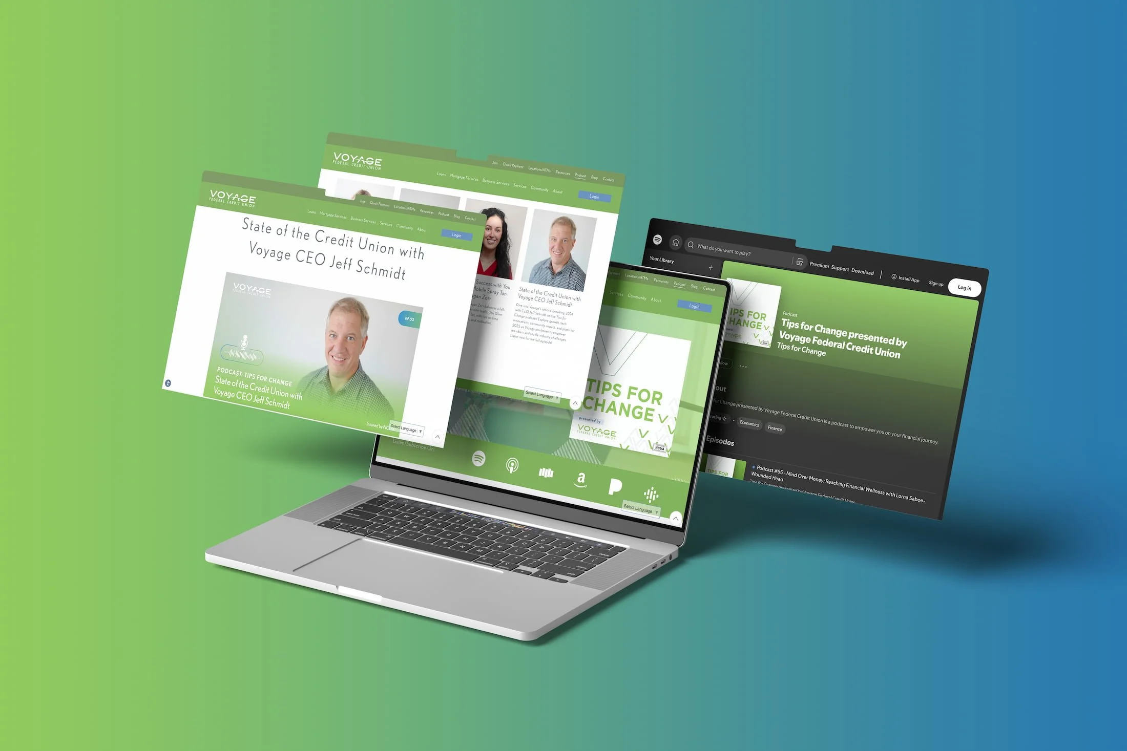 Voyage FCU's "Tips for Change" website landing page.