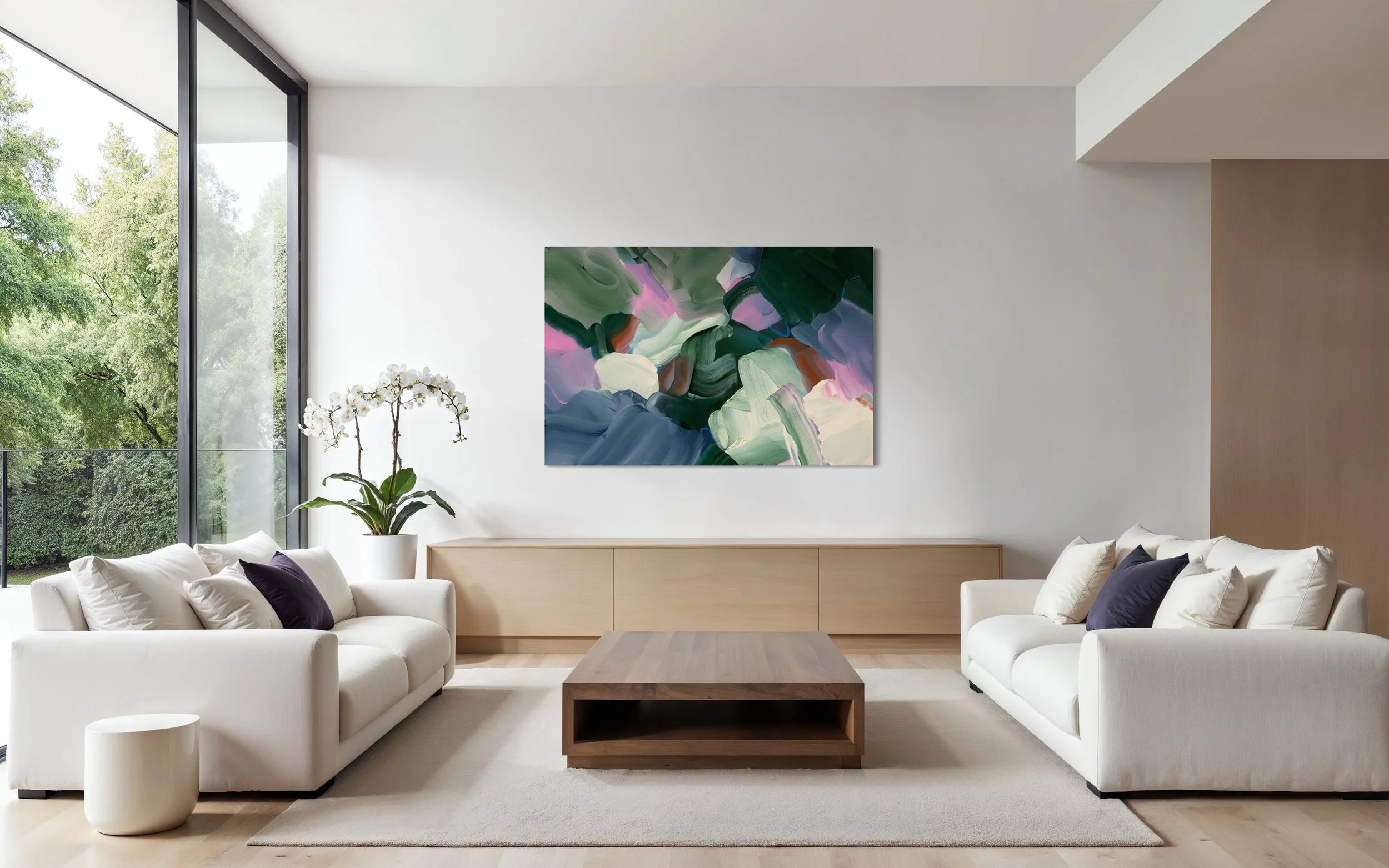 Original abstract painting in client's living room.