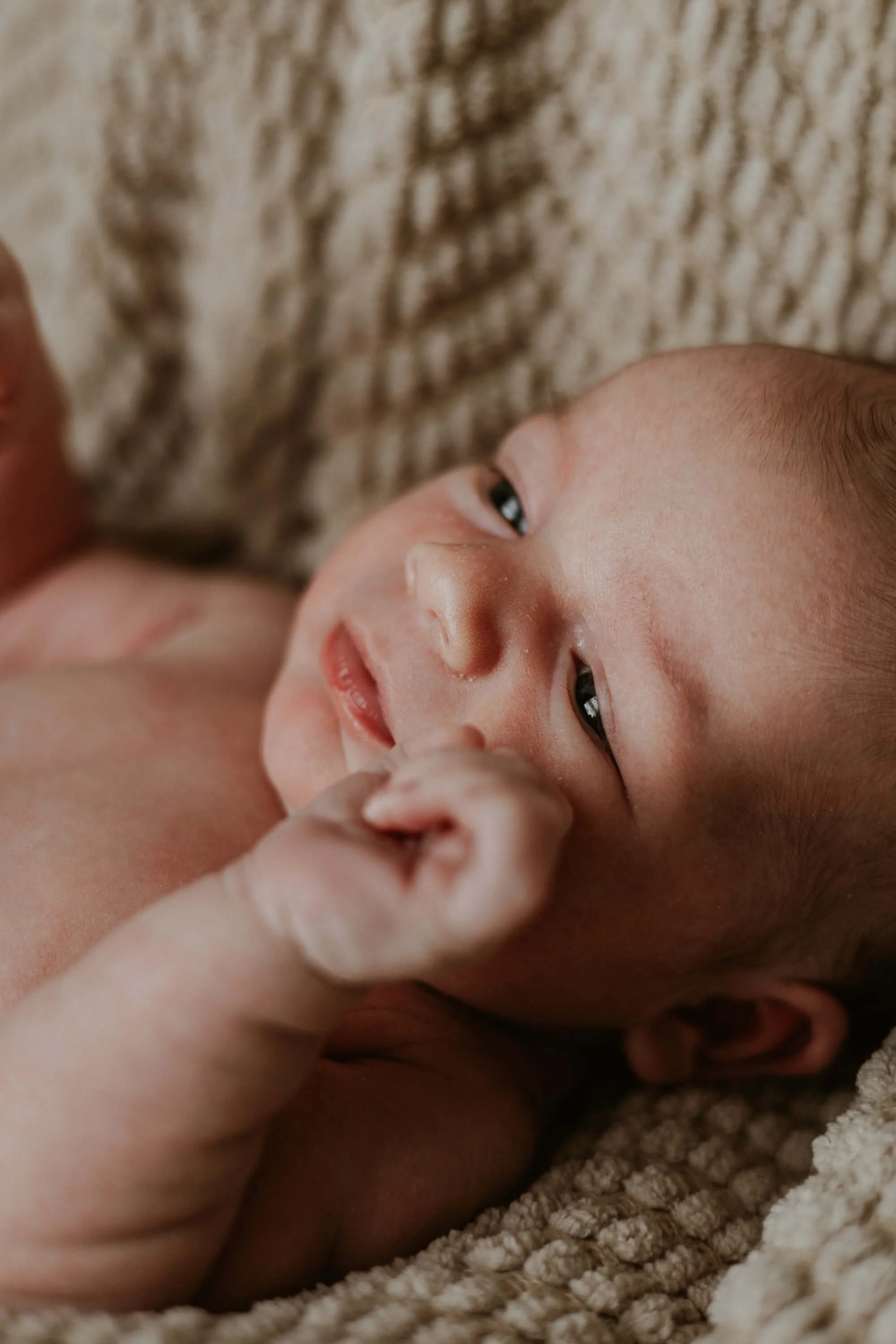 A close up of a baby's face