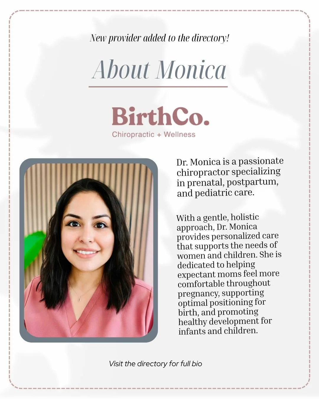 We are excited to welcome Dr. Monica Marron to the North Houston Birth Professionals Directory! 
Mama, if you are looking for a fantastic chiropractor in the Spring area you will want to visit Dr. Monica at the new BirthCo. location! Check out the d