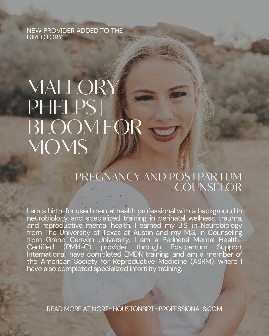 Thrilled to welcome Mallory into the North Houston Birth Professional Directory!
She brings a beautifully grounded approach to supporting parents. The kind of care that truly holds families through pregnancy, birth, and postpartum.
So grateful to hav