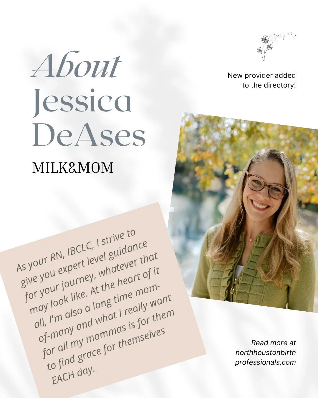 We&rsquo;re excited to welcome Jessica DeAses to the North Houston Birth Professional Directory! ✨

As an RN and IBCLC, Jessica offers expert level guidance for each family&rsquo;s unique feeding journey. At the heart of her work is not only clinical
