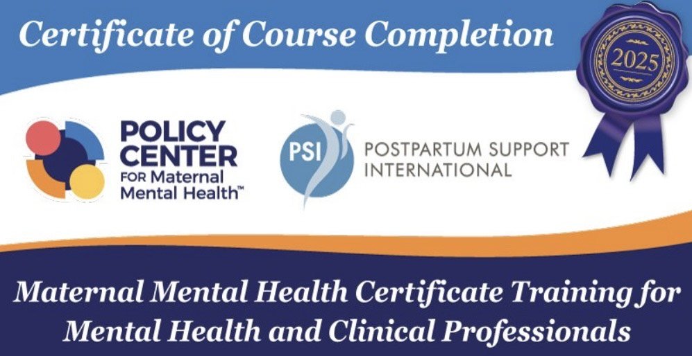 Certificate of maternal mental health course completion