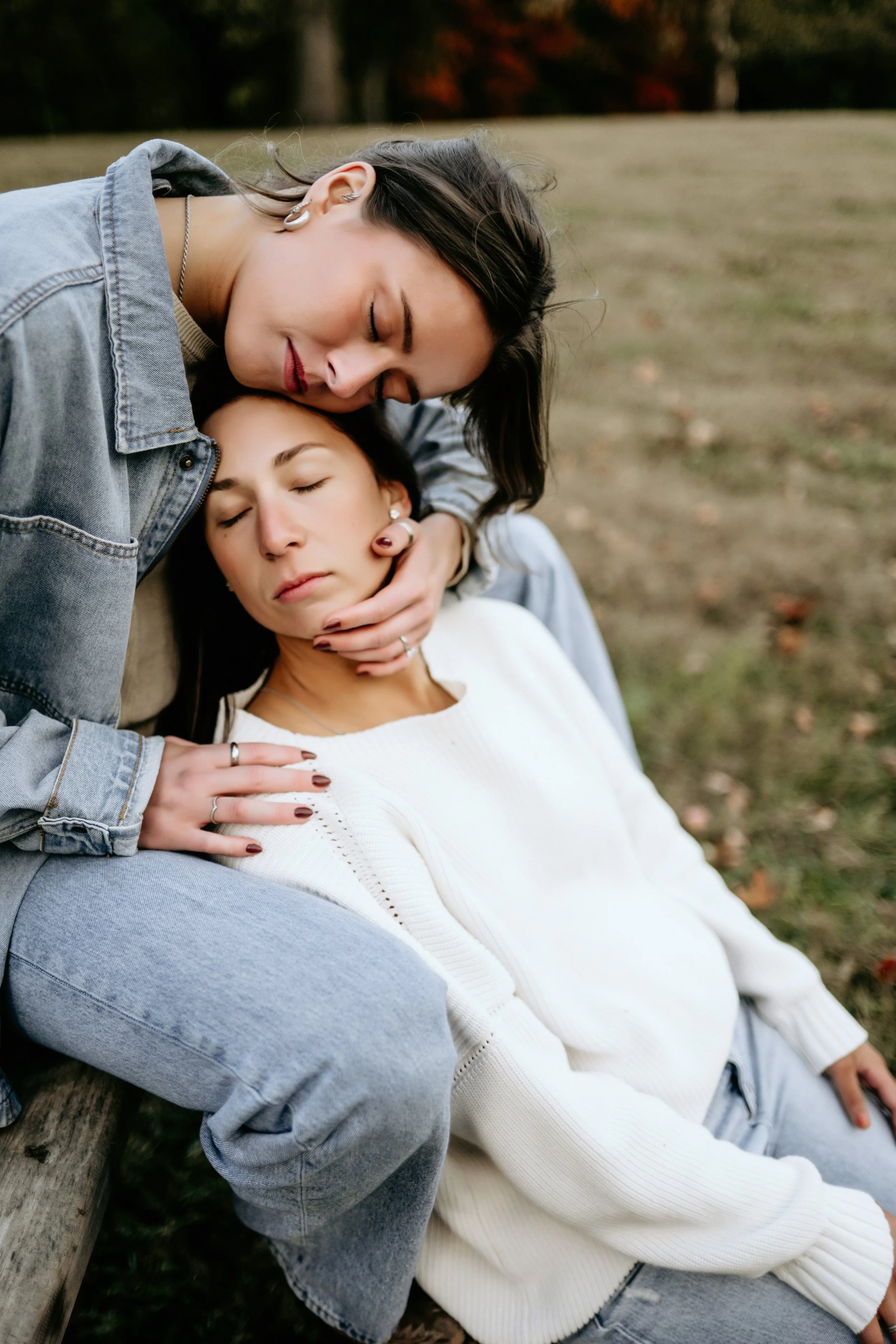 Fall engagement photo shoot in Kansas City with embrace
