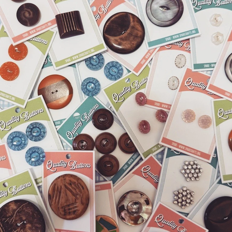 Two posts in one day! 
Inspired by @legacysewingandcrafts and the button ladies -- the volunteers who sort, match, bag, sew onto cards and price -- we have started the task of putting the vintage, antique and just special buttons on individual cards
