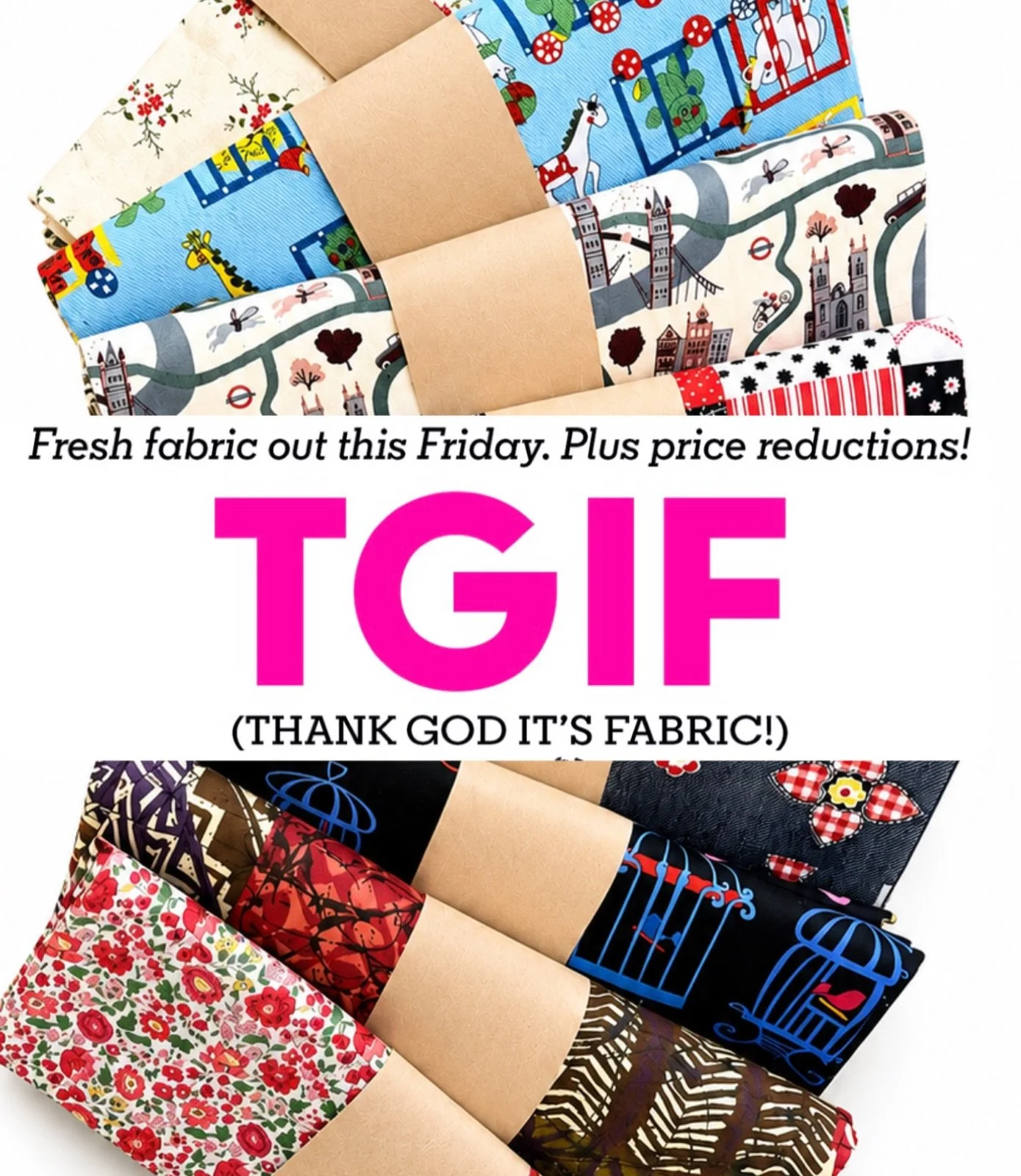 This Friday, May 29th, at SPARE: We&rsquo;re doing a much needed restock of bolted and priced-by-weight fabric. In addition, look for price drops on existing stock. 

#creativereuse #fabricstore #sananselmo #sparecrafts #sewing