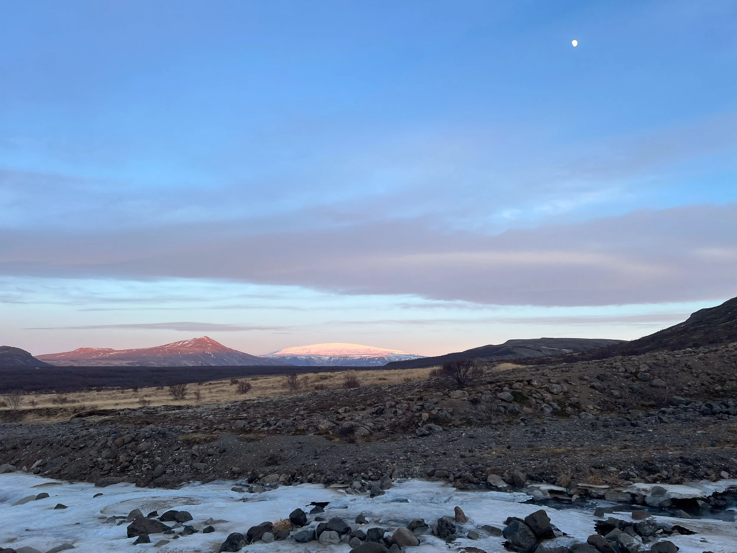 Moon and Sunset Over Eiriksjökull
