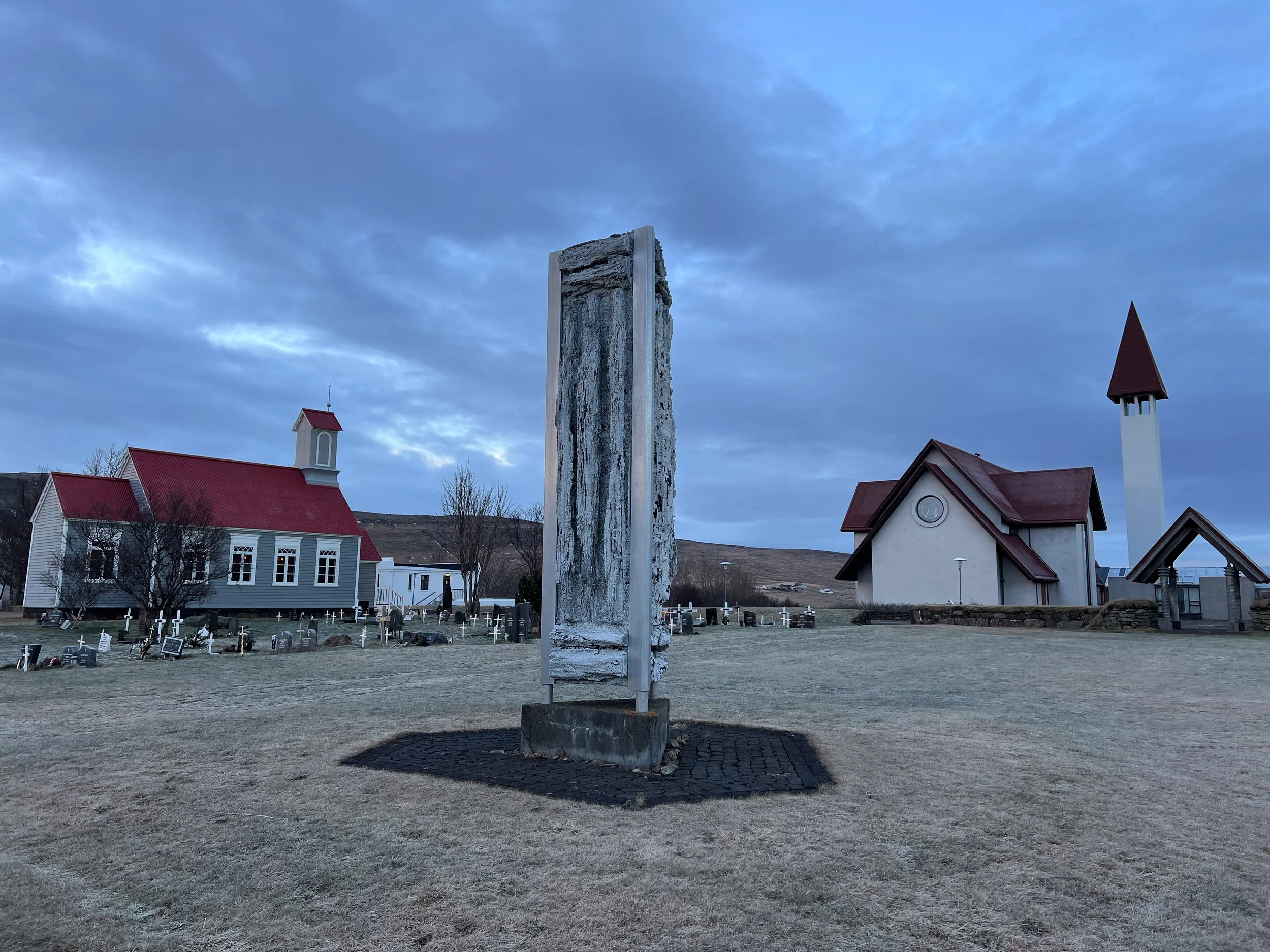 Sculpture using a piece of timber from the old medieval village.