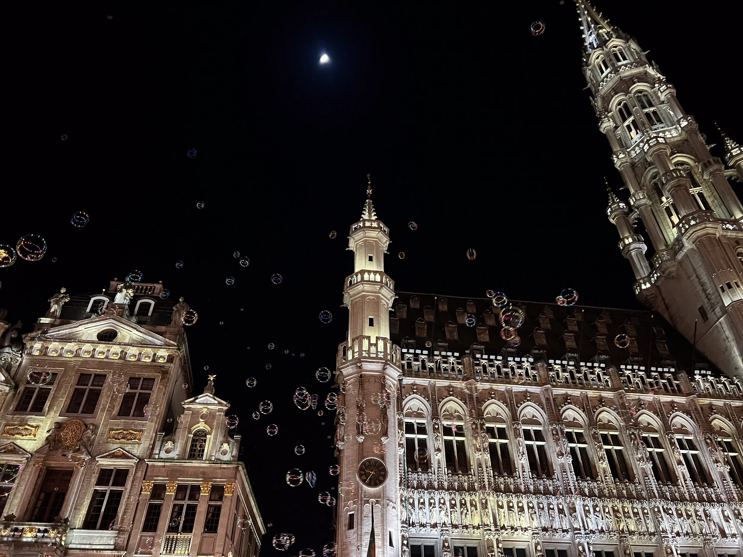 On another of my after dinner wanders through Grand Place, someone was making giant soap bubbles, which looked like they were floating to the moon.