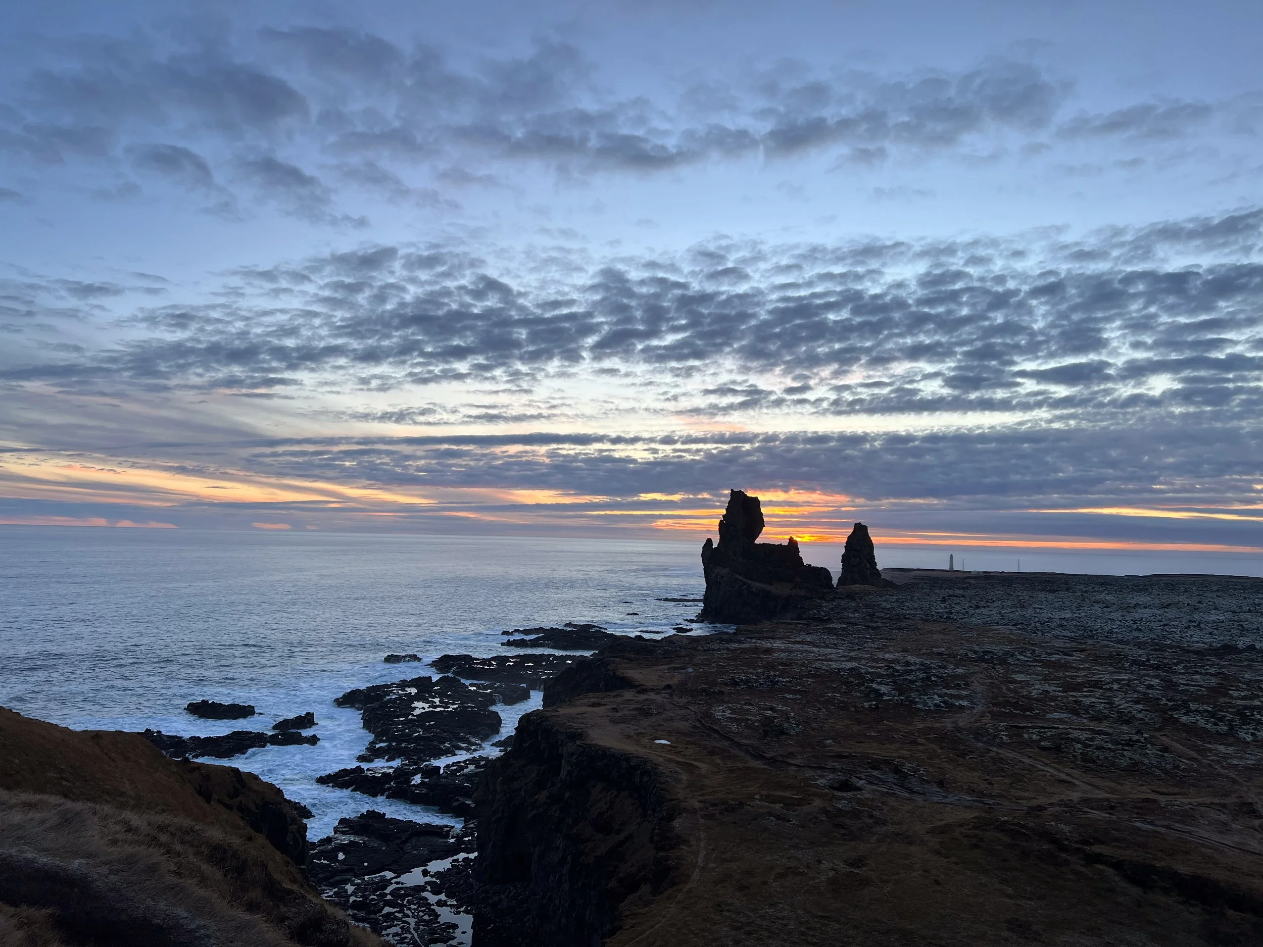 The Lóndrangar basalt pinnacles, in Snaefellsnes National Park. Can you imagine them as a Viking ship sailing into the sunset?