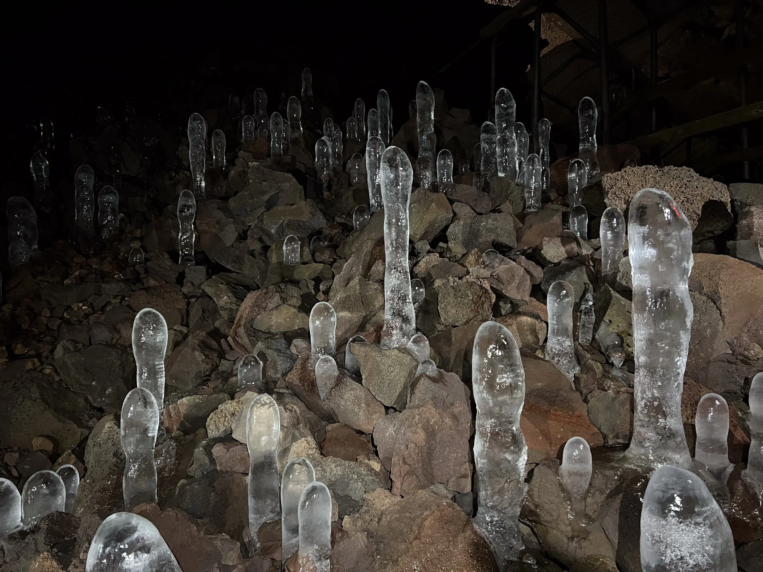 Ice Stalagmites in the Lava Tube