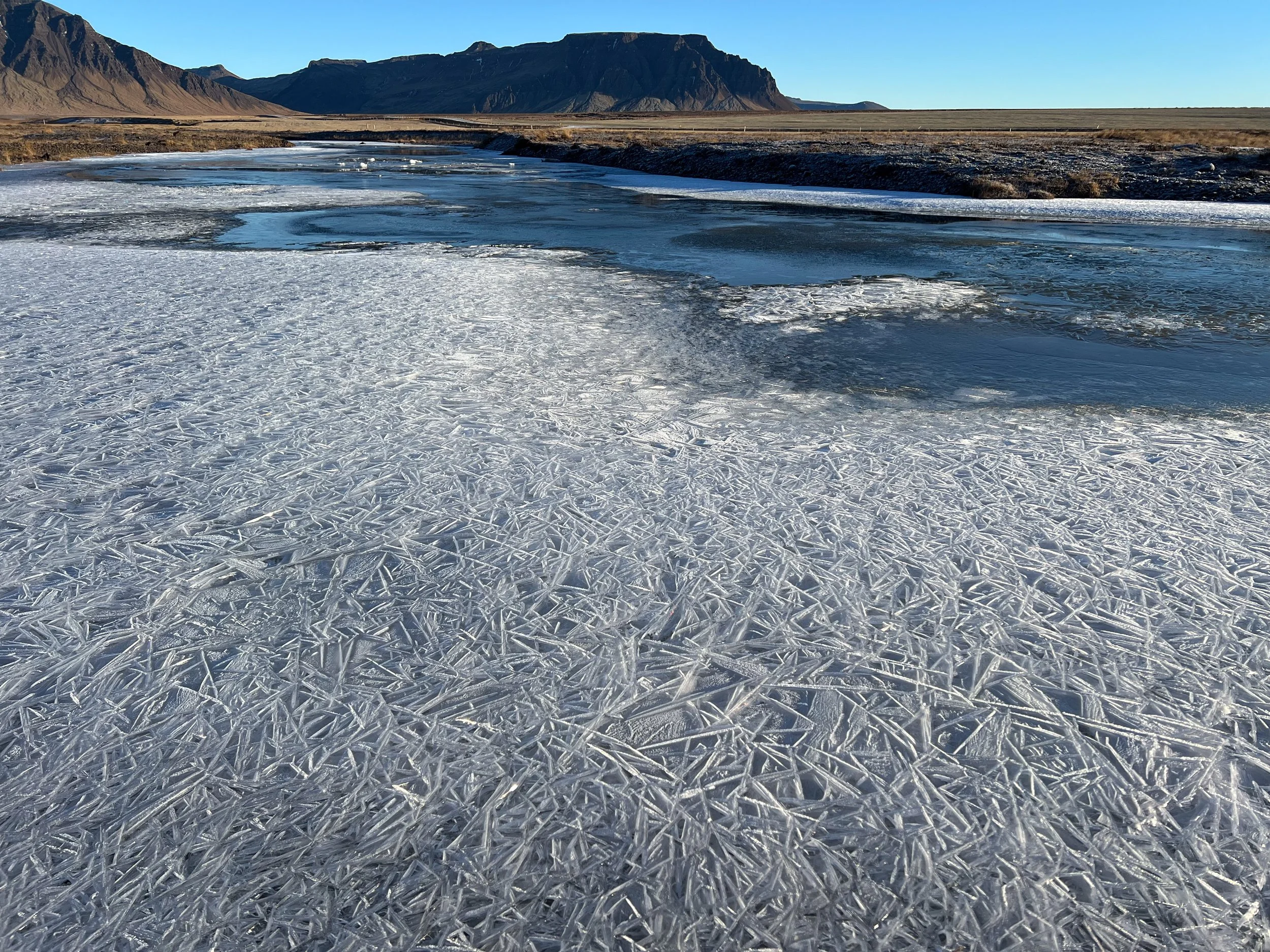 Fantastic ice formations in the river.