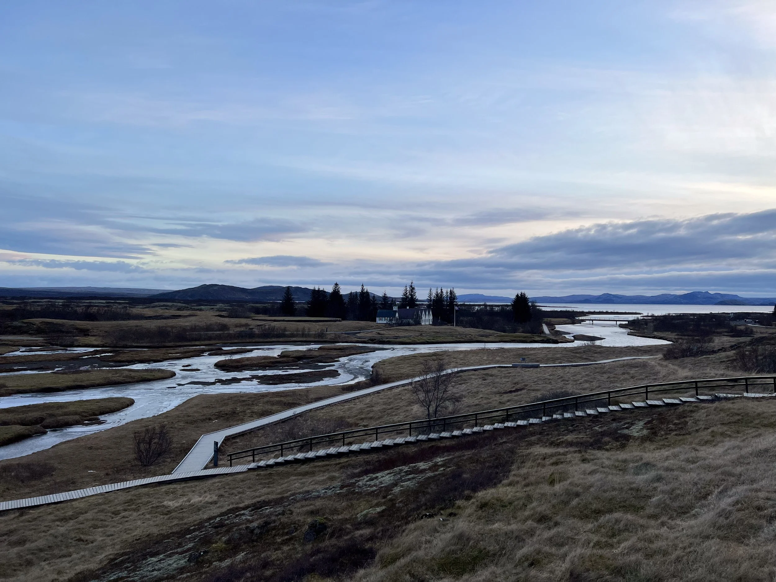 Thingvellier National Park. The building seen in the distance is the summer residence of the Prime Minister.