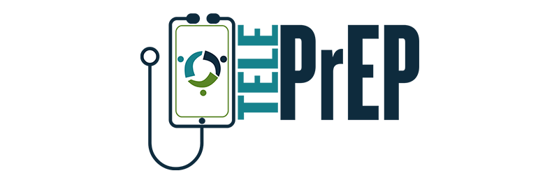 Logo for TEEL PreP featuring a smartphone with a circular graph displayed on the screen and a stethoscope. The text  "TEEL PreP" appears next to the graphic.