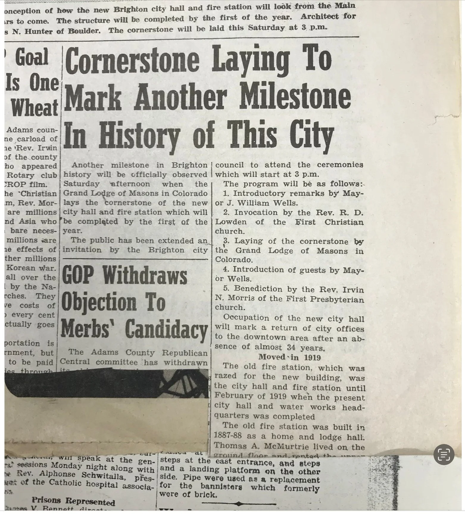 Pic of an old newspaper article from teh 50's about the gallery