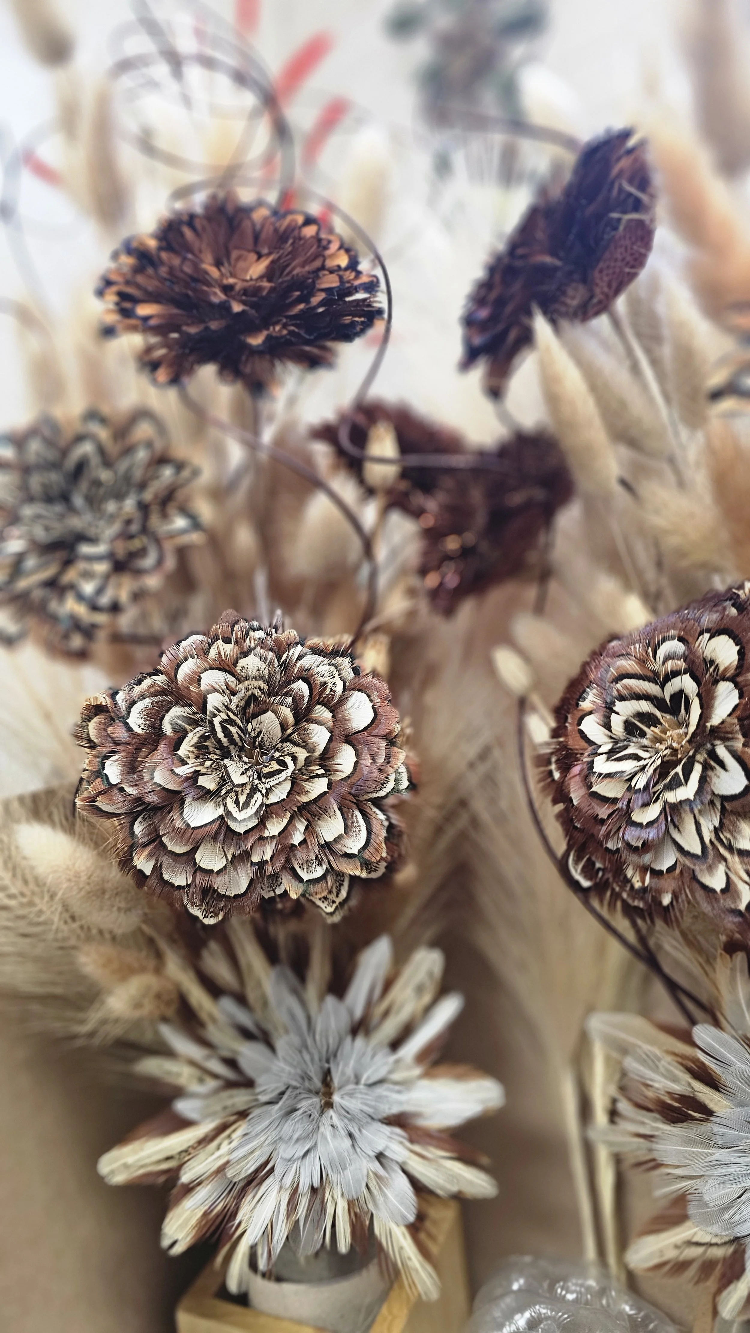 Flowers made of feathers