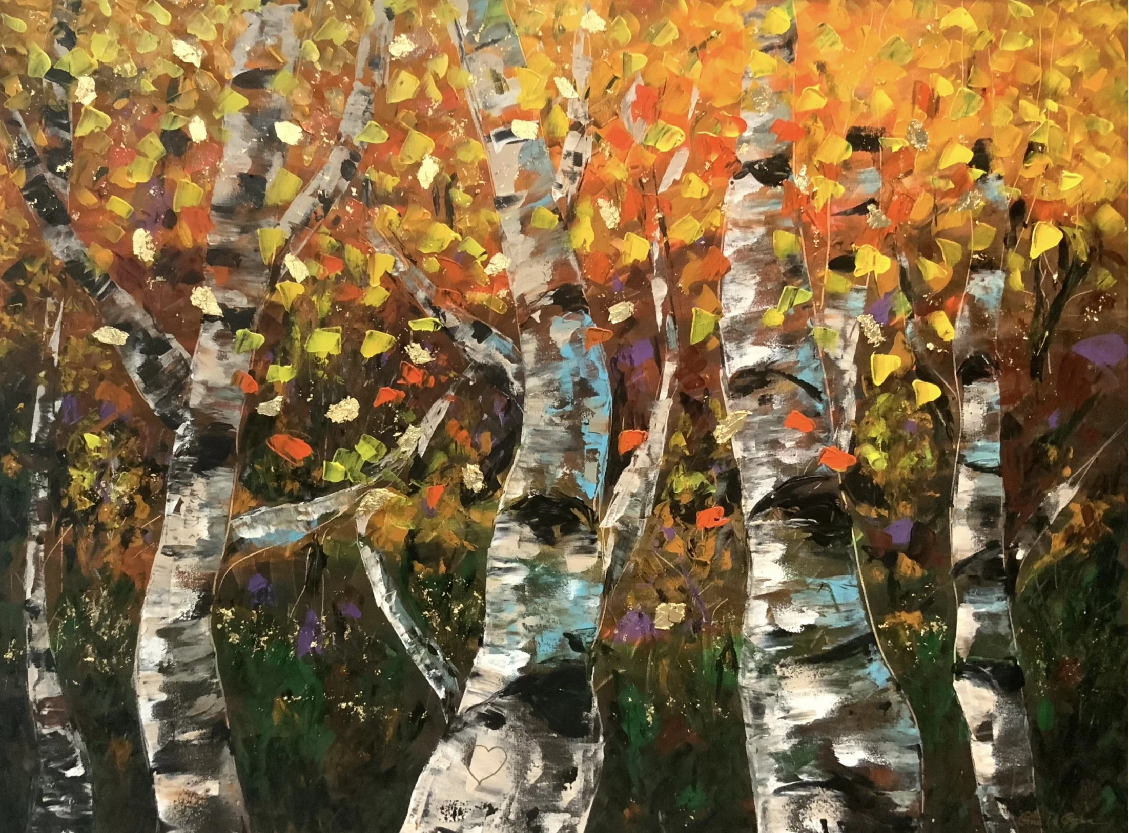 Painting of Aspen trees