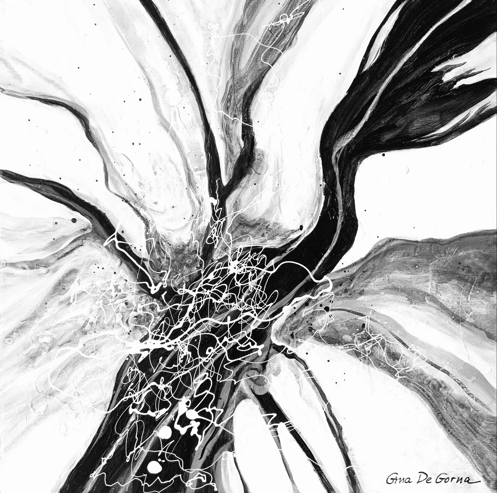 Abstract painting in black and white