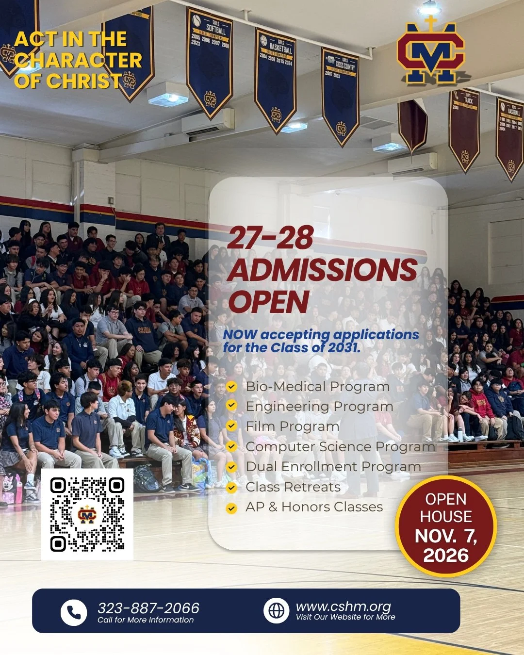 Applications are now open for the 2027&ndash;2028 CSHM school year! We&rsquo;re thrilled to announce the continuation of our CSHM Scholars Program and can&rsquo;t wait to welcome our 3rd cohort this upcoming fall 2027.

🌟Apply today at cshm.org &rar