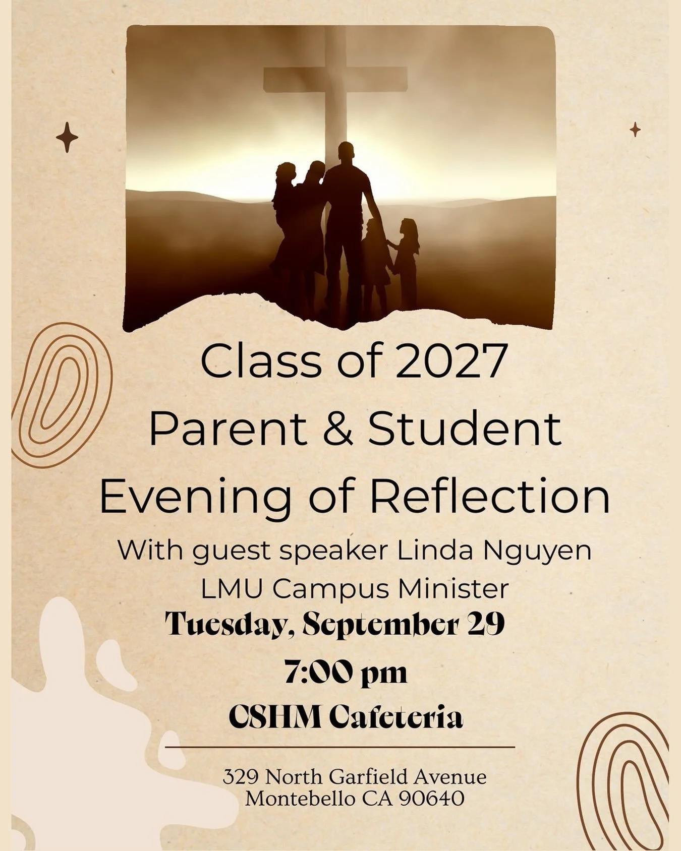 Class of 2027 seniors and parents, please join us for a special Evening of Reflection! Together, we&rsquo;ll take time to pause, connect, and reflect during this important year. We&rsquo;re grateful to welcome Linda Nguyen, LMU Campus Minister, as ou