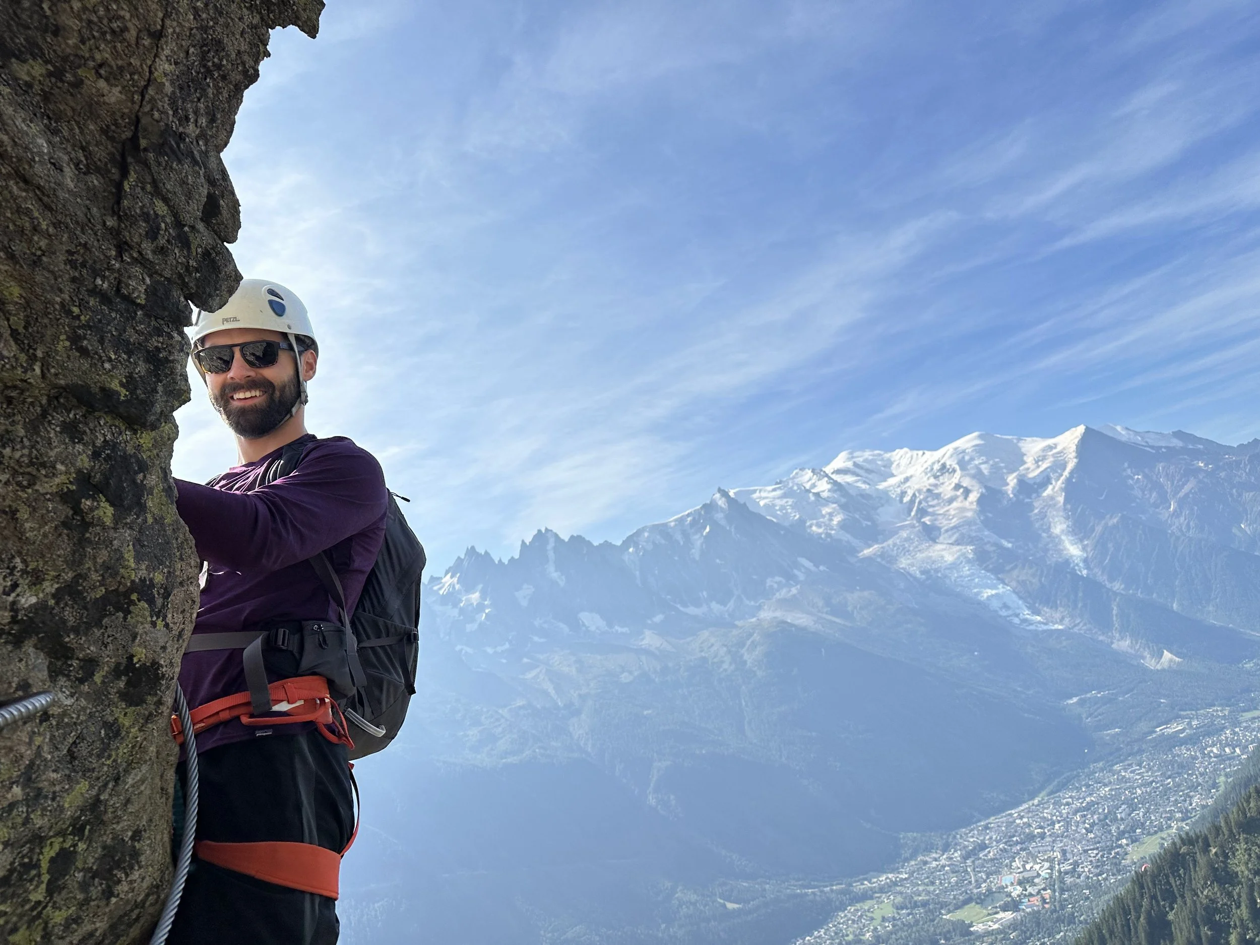 Gianni Puglielli climbing a mountain in France