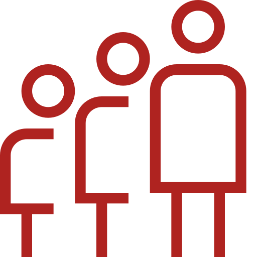 Icon of three people standing side by side, representing a group or team.