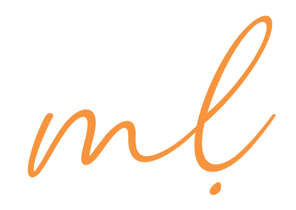 Close-up of orange handwritten lowercase letters 'ml' on a black background.