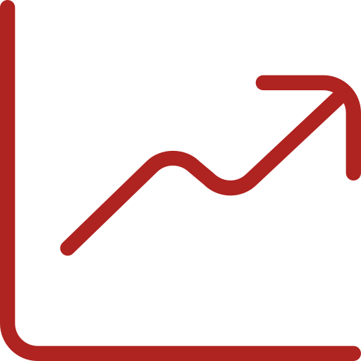 A line graph with an upward trend, indicating growth or increase.