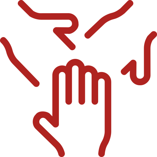 An illustration of a hand with the index finger extended touching a surface, with abstract lines around it.