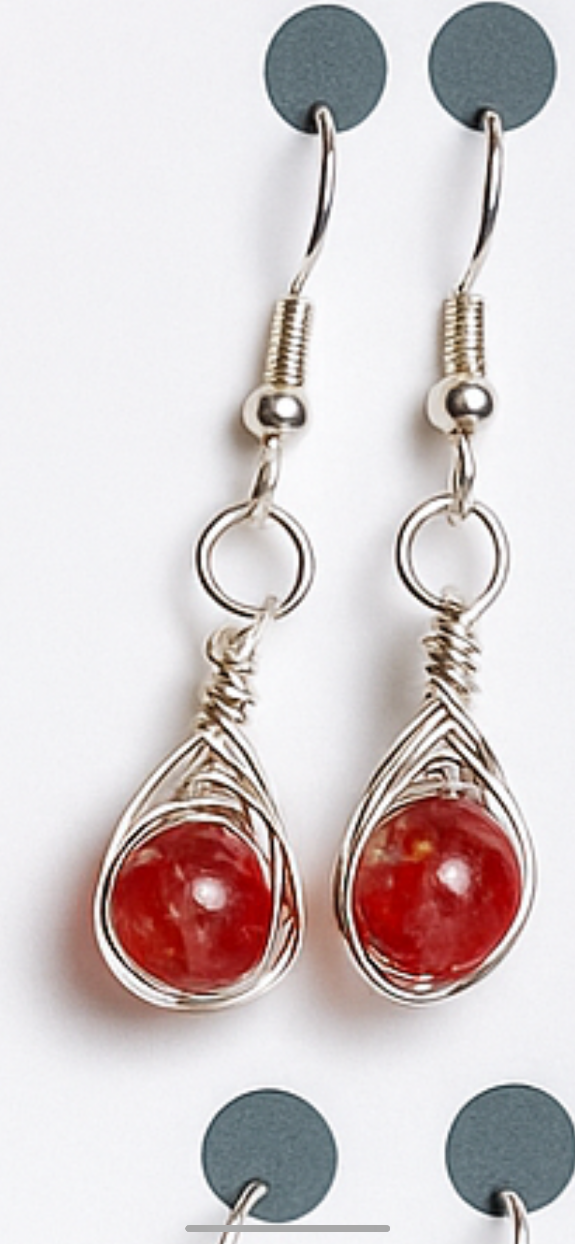 🌿 Handcrafted Silver-plated  Wire-Wrapped Natural Stone Earrings