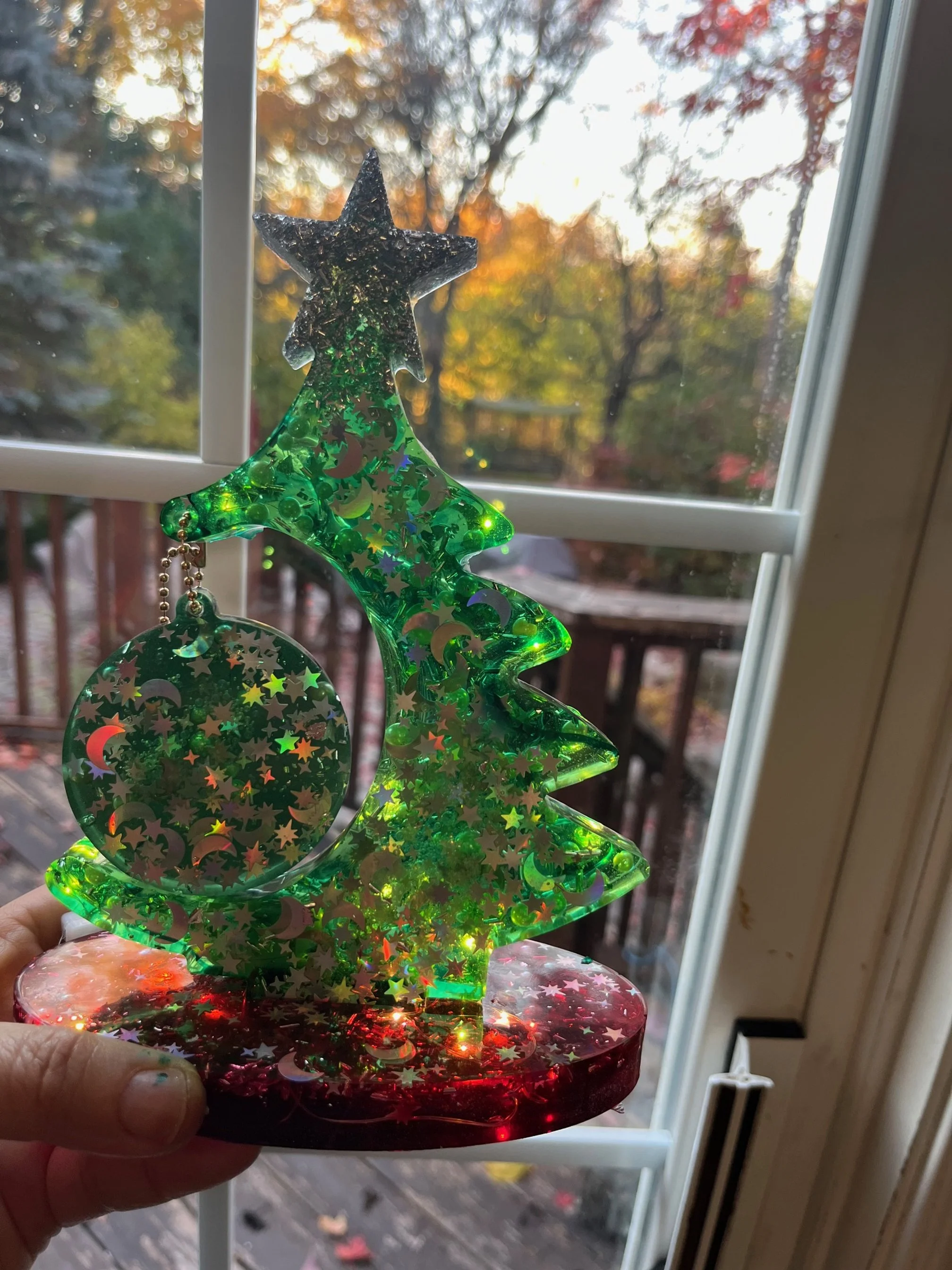 Handcrafted LED Resin Christmas Tree Decoration