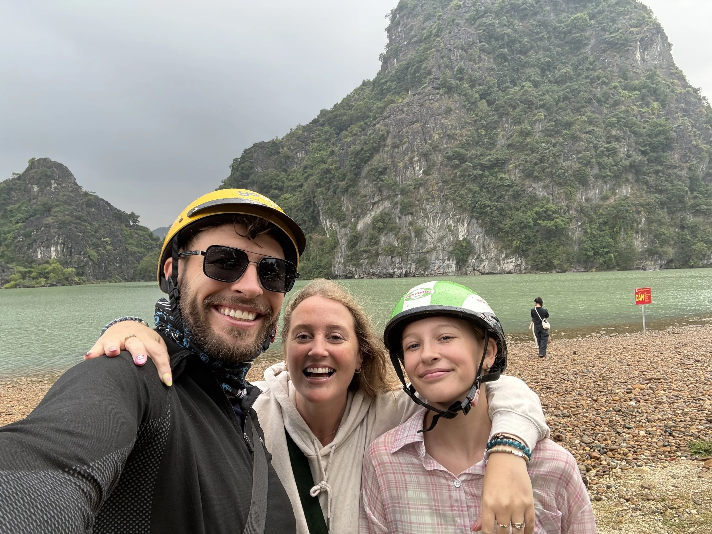 smiths on tour family enjoying Ninh Binh mountains, caves, hiking and family adventure