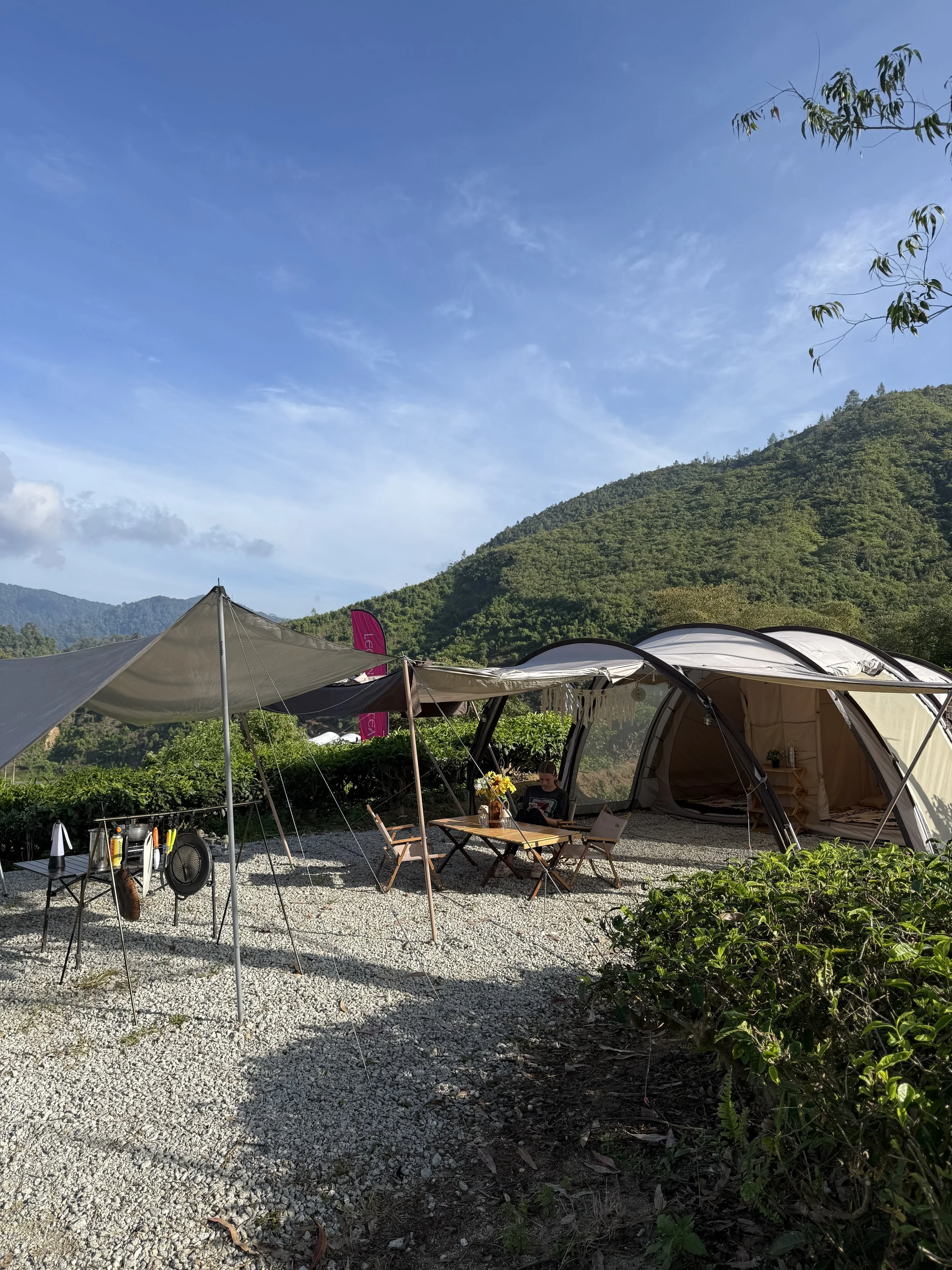 Uk family camp at Zakka Campsite in The Cameron Highlands, Malaysia