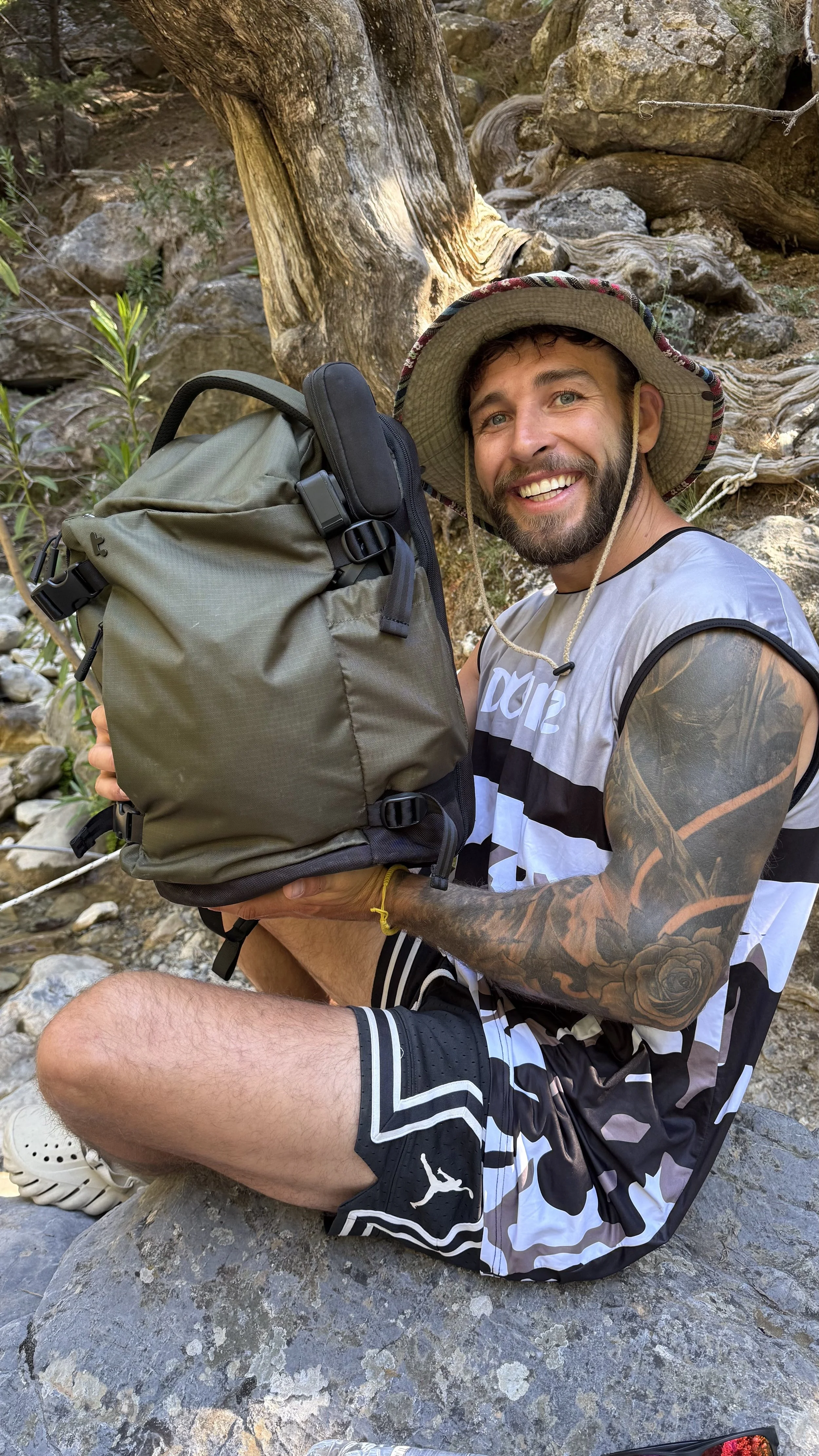 Smiths on tour traveling with tomtoc backpacks around the world