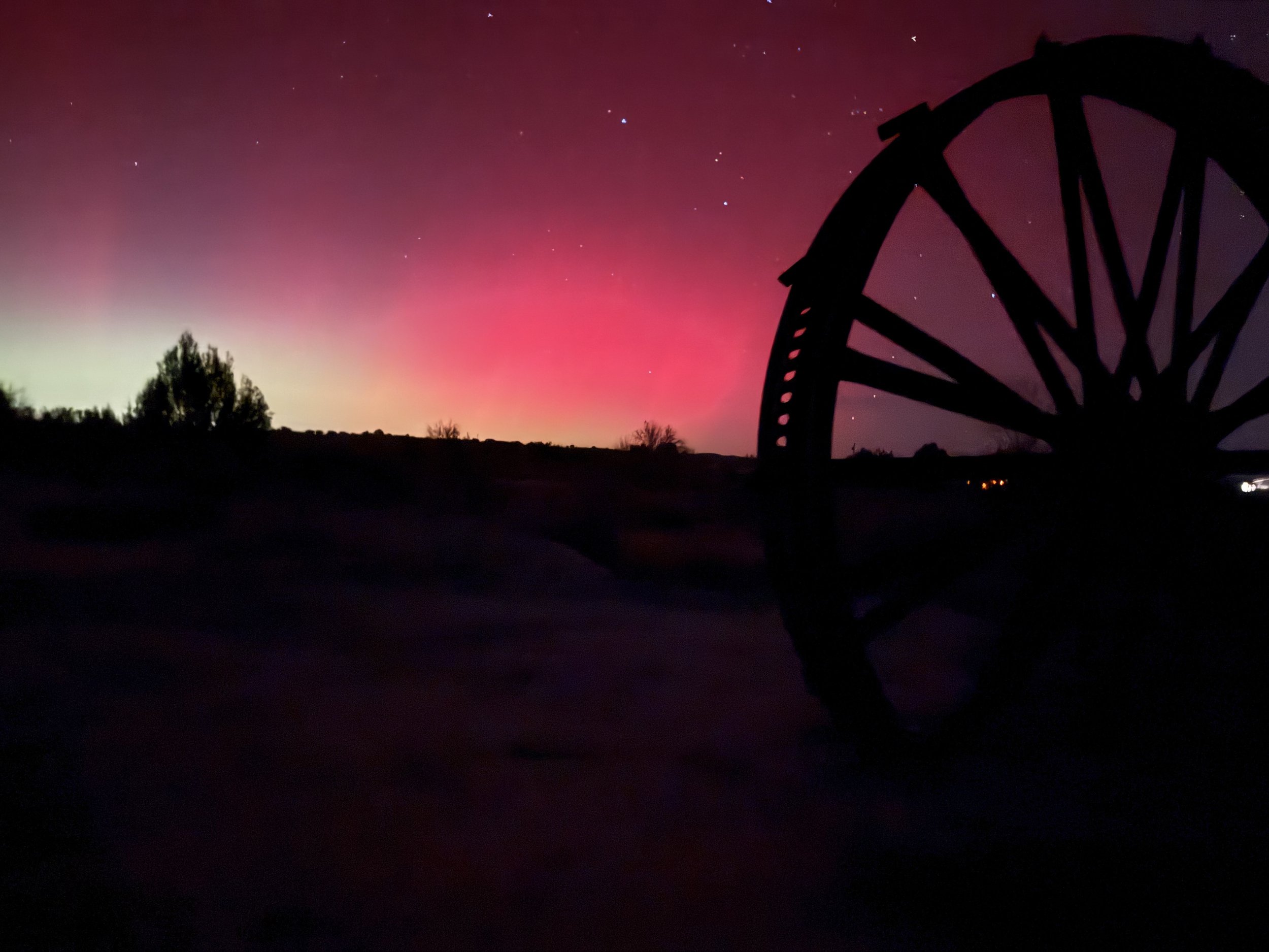 Norther lights near Canon City Colorado at Lost Pond rustic wedding venue