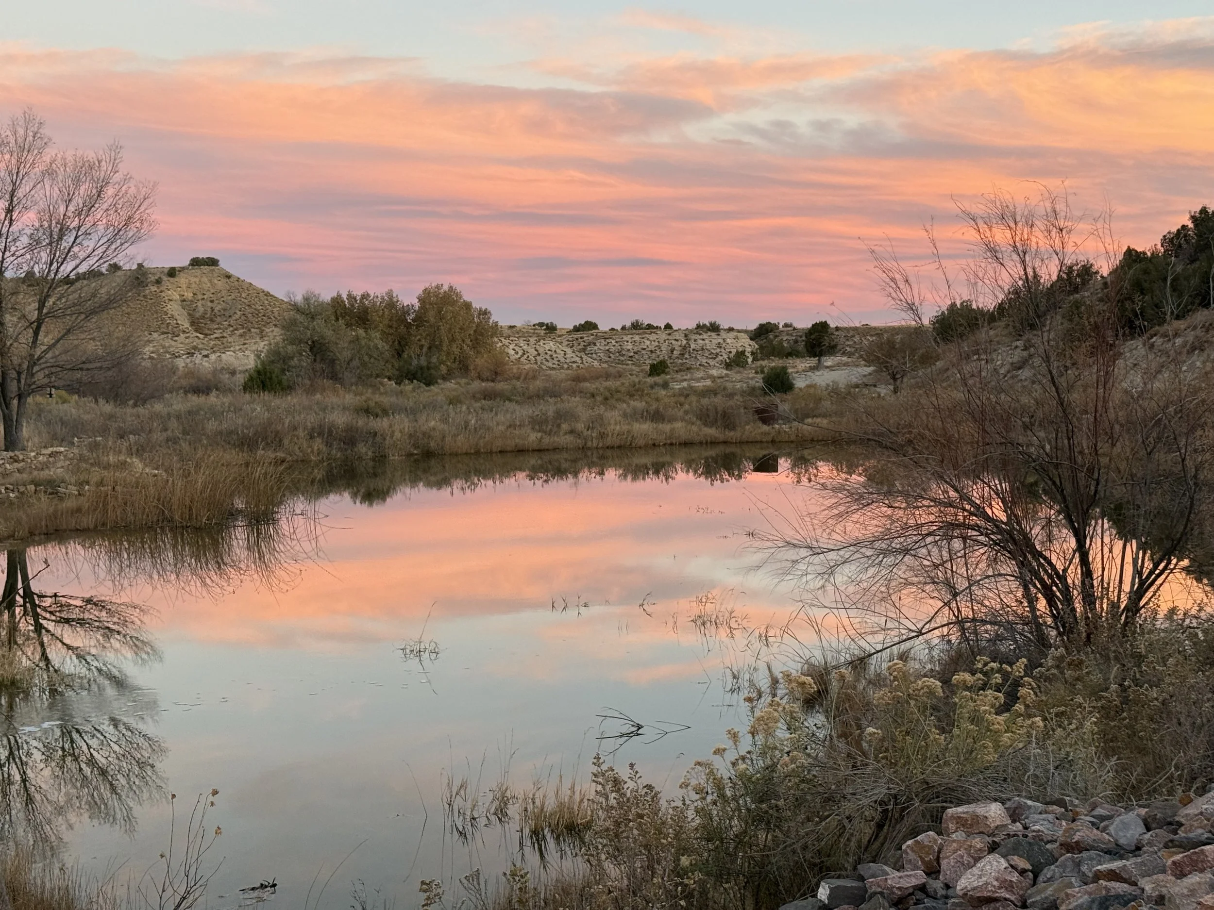 Lot Pond wedding venue winter sunset near Colorado Springs, Colorado