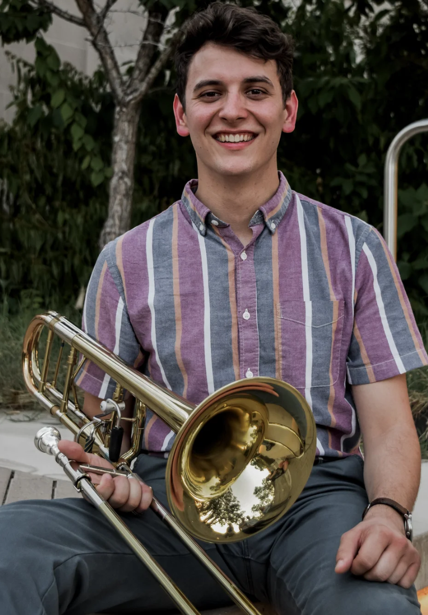 Billy Pickus (he/him) is an Austin-based musician who is passionate for chamber music and is a devoted advocate for contemporary music. He is the staff trombone teacher at Walsh Middle and Austin High. He is also a founding member of Cover to Cover (