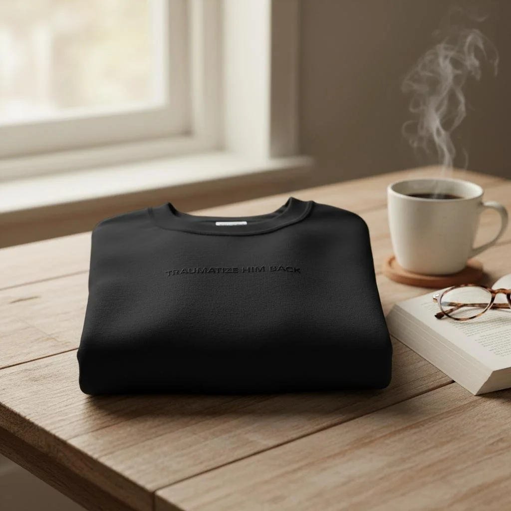 Embroidered 'Traumatize Him Back' Crewneck Sweatshirt