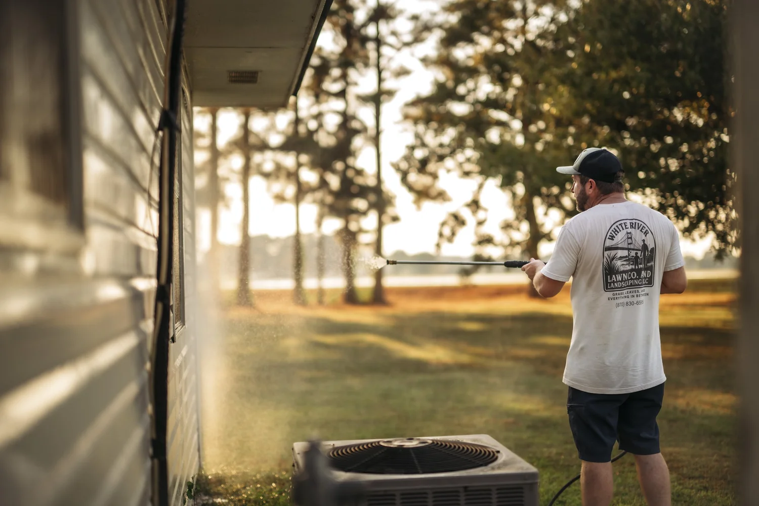 Professional exterior pressure washing by White River Lawn