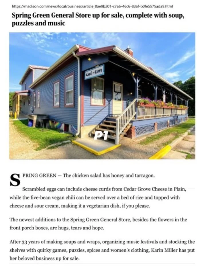 What an amazing week for my family! Thank you to Wisconsin State Journal for featuring @springgreengeneralstore being up for sale! My mom @karinadeemills announced the family business was for sale this Monday, and she has received so much love from s