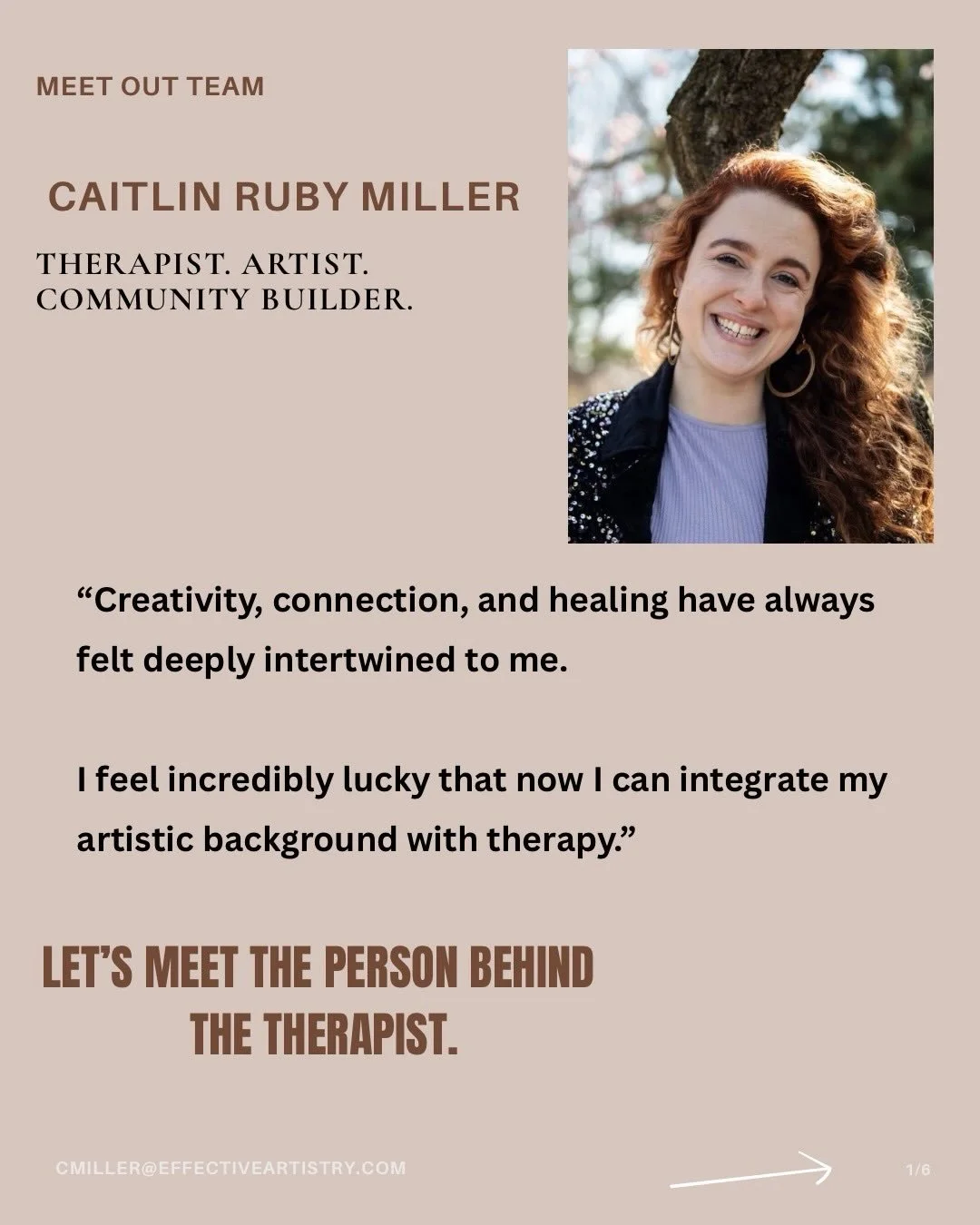 Meet me as a therapist! Caitlin Ruby Miller is a neurodiversity-affirming therapist-artist who works at Effective Artistry and is serving clients in Wisconsin and Illinois with individual, couples, and family therapy. Groups are worldwide! Reach out 